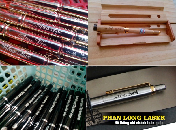 Khắc laser lên bút viết gỗ, bút viết kim loại tại Đà Nẵng
